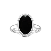 Natural Black Onyx Rings for Women in Sterling Silver (Pack of 6, Bezel-Set)